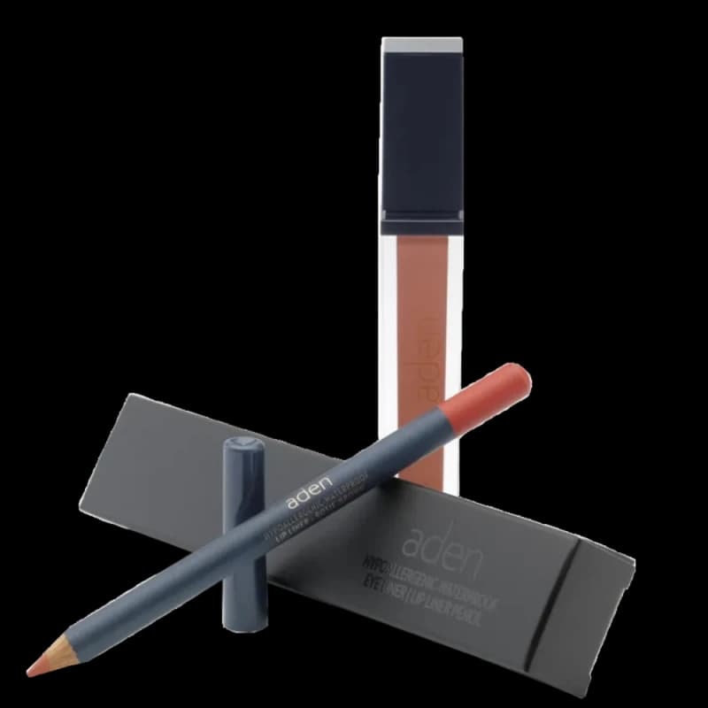 Жидкая помада для губ Aden Liquid Lipstick + Карандаш для губ Lipliner Pencil Set №3