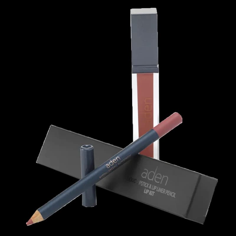Жидкая помада для губ Aden Liquid Lipstick + Карандаш для губ Lipliner Pencil Set №7