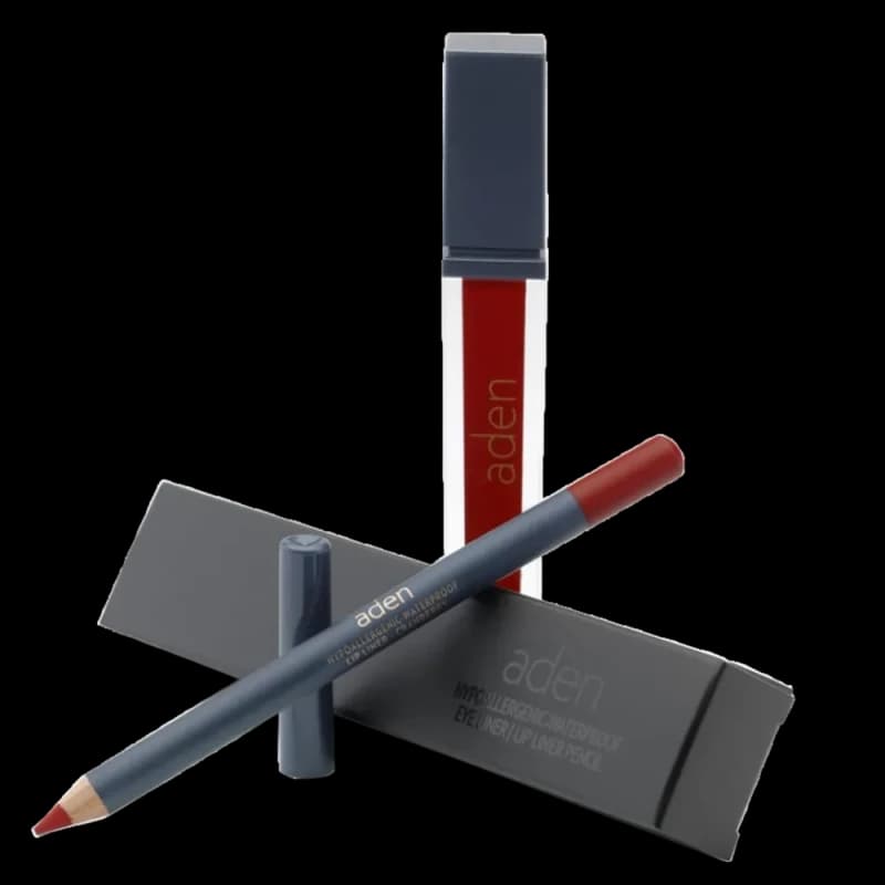 Жидкая помада для губ Aden Liquid Lipstick + Карандаш для губ Lipliner Pencil Set №14