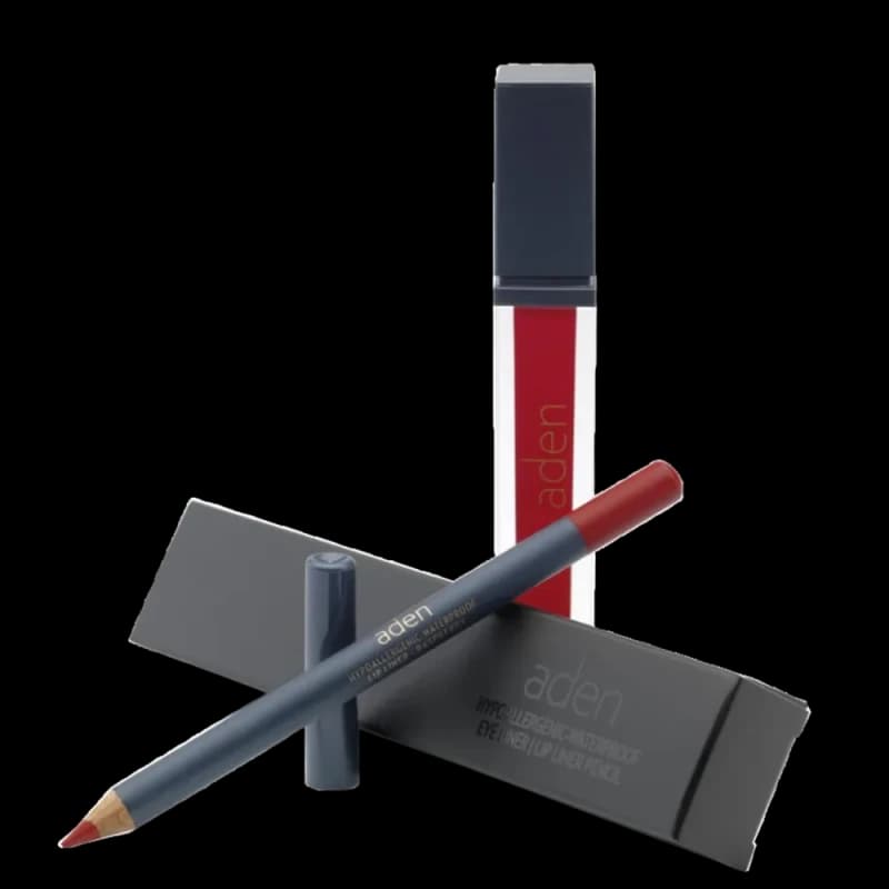 Жидкая помада для губ Aden Liquid Lipstick + Карандаш для губ Lipliner Pencil Set №19