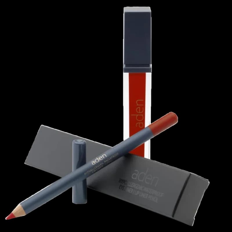 Жидкая помада для губ Aden Liquid Lipstick + Карандаш для губ Lipliner Pencil Set №21