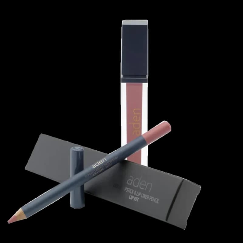 Жидкая помада для губ Aden Liquid Lipstick + Карандаш для губ Lipliner Pencil Set №25