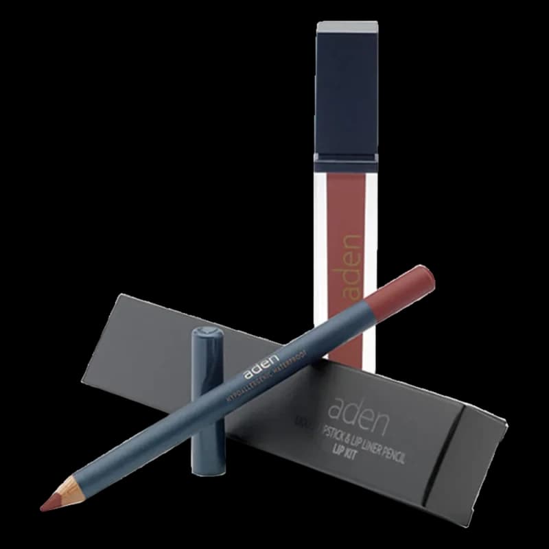 Жидкая помада для губ Aden Liquid Lipstick + Карандаш для губ Lipliner Pencil Set №30