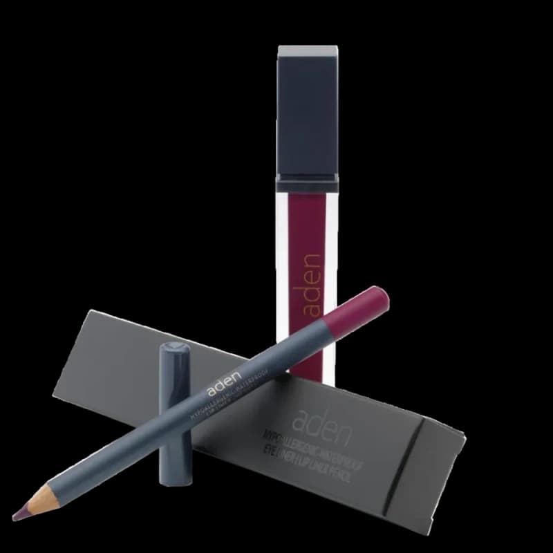 Жидкая помада для губ Aden Liquid Lipstick + Карандаш для губ Lipliner Pencil Set №28