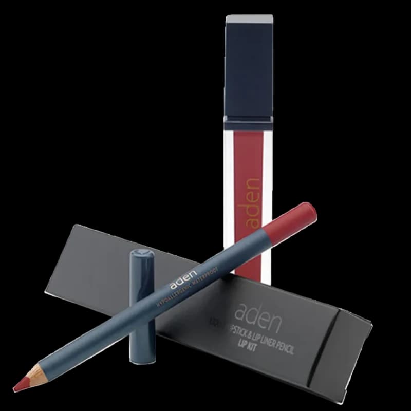 Жидкая помада для губ Aden Liquid Lipstick + Карандаш для губ Lipliner Pencil Set №32