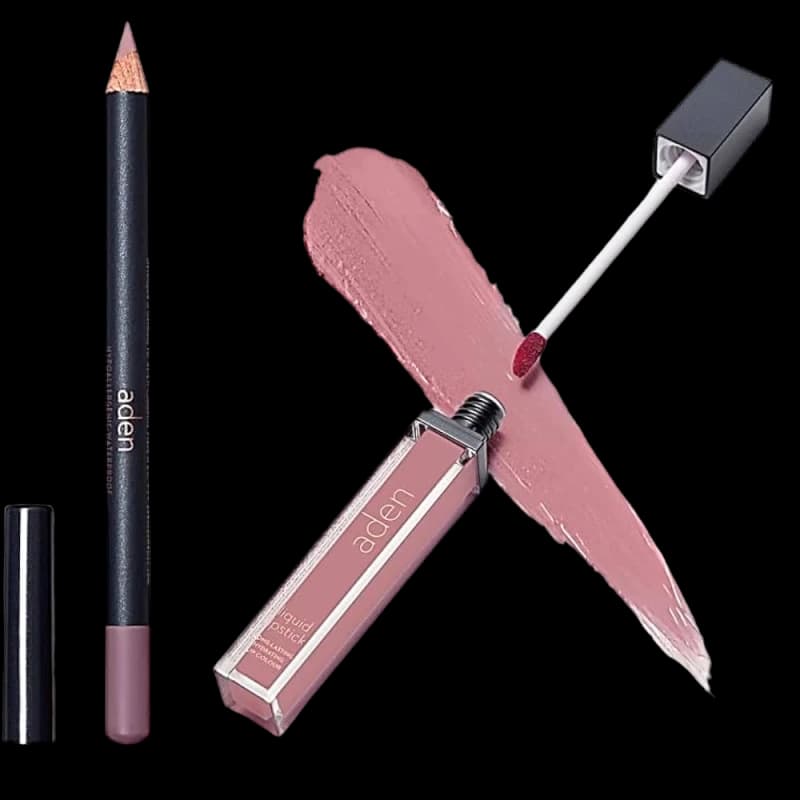 Жидкая помада для губ Aden Liquid Lipstick + Карандаш для губ Lipliner Pencil Set №34