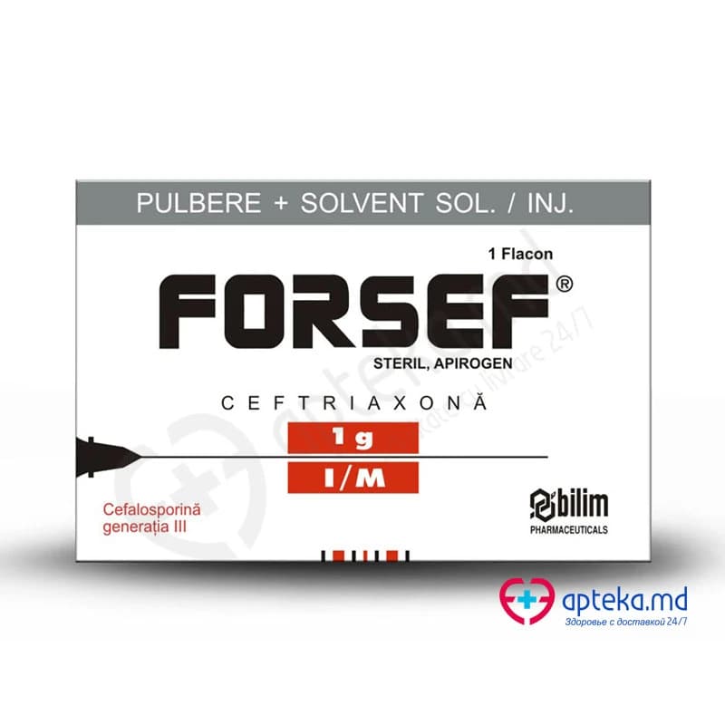 Forsef 1 g IM pulb.+solv./sol. inj. 1 g N1 + 1% 4 ml N1
