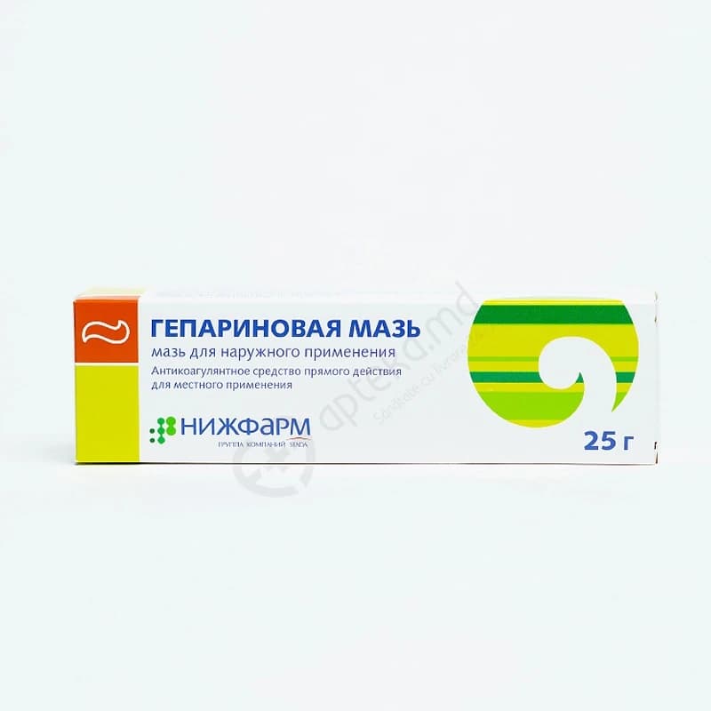 Гепарин, мазь 10000МЕ/4г/0.08г/100г, 25 г