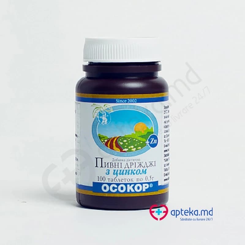 Дрожжи пивные с цинком Осокор, 0.5 г, N100