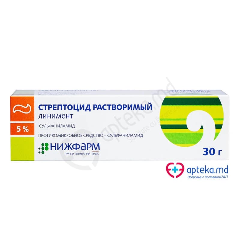 Стрептоцид растворимый линимент, 5%, 30 г