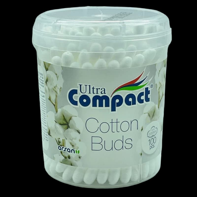 Ватные палочки ULTRA COMPACT (COTTON) круглая упаковка N100