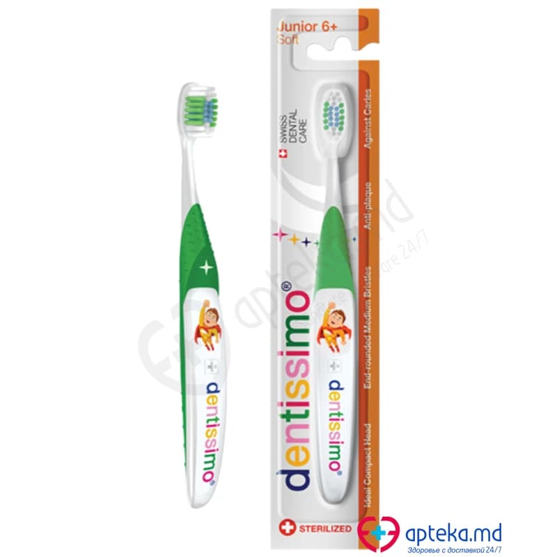 Щётка зубная "Dentissimo" Junior Soft (с 6 лет) зеленая
