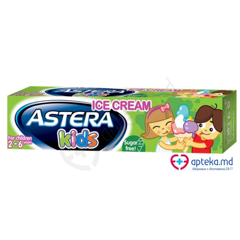 Паста зубная ''ASTERA'' детская 2-6 мороженое 50 мл