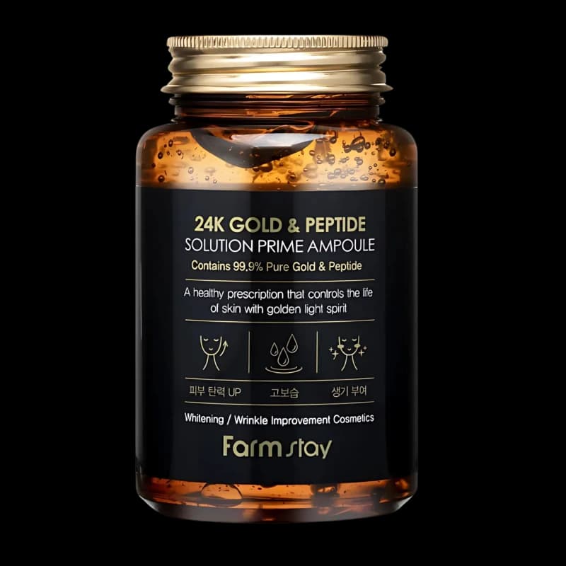 FARMSTAY Ампульная сыворотка с золотом и пептидами 24K GOLD&PEPTIDE SOLUTION PRIME AMPOULE 250ml
