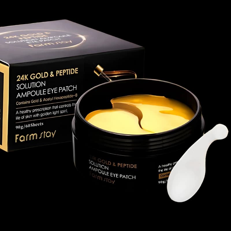 FARMSTAY Гидрогелевые патчи золотом и пептидами 24K GOLD & PEPTIDE SOLUTION AMPOULE EYE PATCH 60 шт