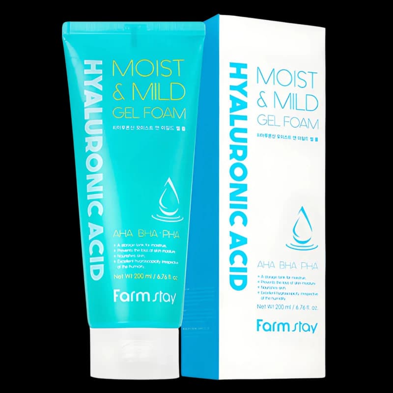 FARMSTAY Гелевая пенка с гиалуроновой кислотой HYALURONIC ACID MOIST & MILD GEL FOAM 200ml