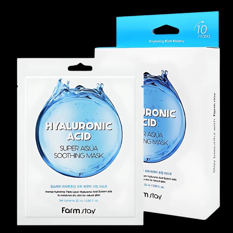 FARMSTAY Маска для лица с гиалуроном HYALURONIC ACID SUPER AQUA SOOTHING MASK 25ml*10