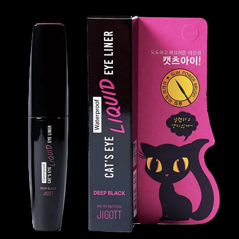 Jigott Водостойкая жидкая подводка Cat's Eye Waterproof Liquid Eyeliner (Deep Black) 9 g