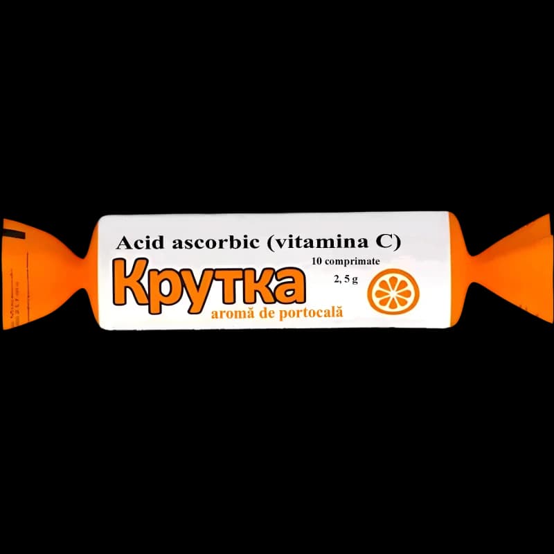 Аскорбиновая кислота с сахаром и глюкозой (апельсин) табл 25 мг "Крутка" N10