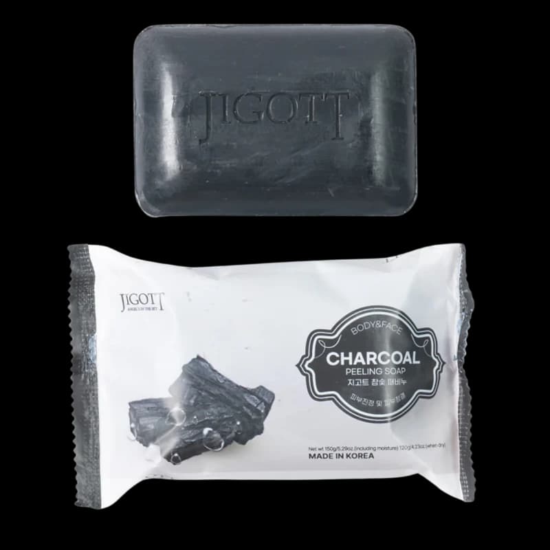 Jigott Мыло с древесным углем Charcoal Peeling Soap 150g