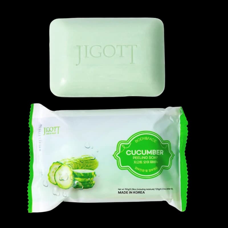 Jigott Мыло с экстрактом огурца Cucumber Peeling Soap 150g