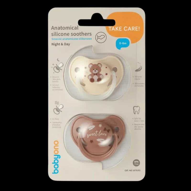 Baby Ono 1670/01 Пустышка силиконовая анатомическая 0-6 мес 2 шт.