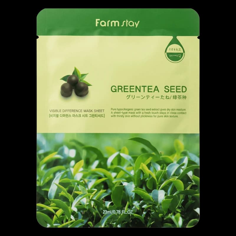 FARMSTAY Маска для лица с семенами зеленого чая VISIBLE DIFFERENCE MASK SHEET GREENTEA SEED 23 мл