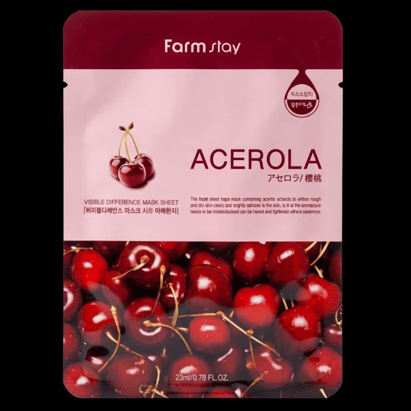 FARMSTAY Маска для лица с вишней  VISIBLE DIFFERENCE MASK SHEET ACEROLA 23 мл