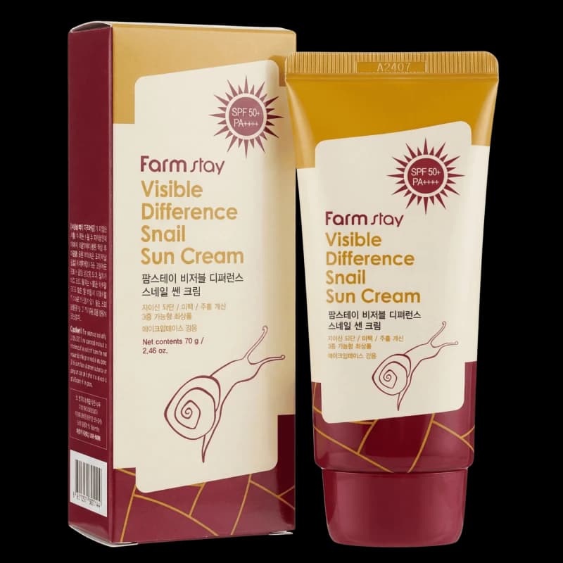 FARMSTAY Солнцезащитный крем SPF VISIBLE DIFFERENCE SNAIL SUN CREAM 70 мл