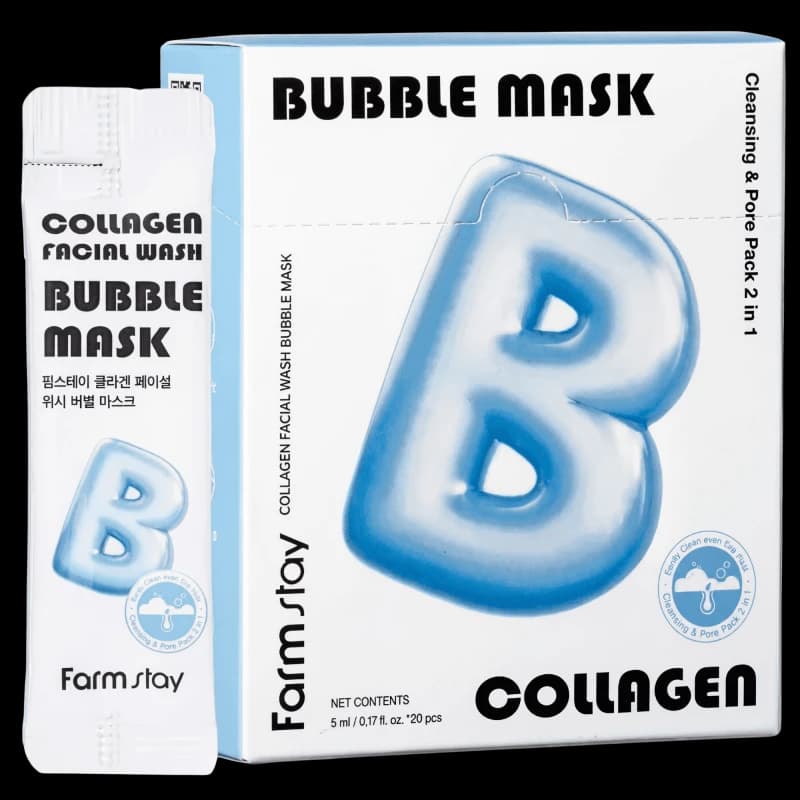 FARMSTAY Пузырьковая маска для умывания с коллагеном Collagen Facial Wash Bubble Mask 20/5 мл